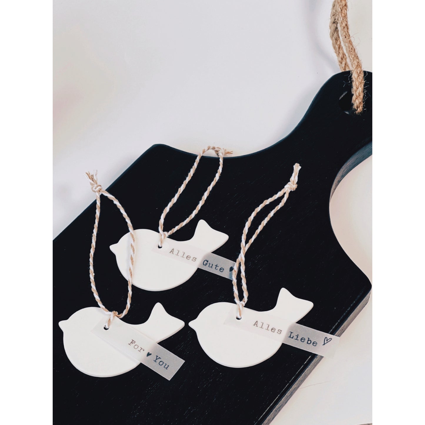 Goldscherben Dekohänger Vogel Porzellan 3er-Set