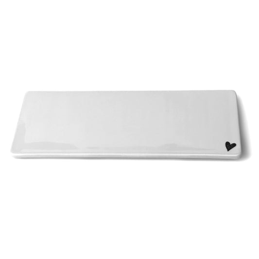 Goldscherben Servierplatte für Sushi Herz-Motiv Porzellan