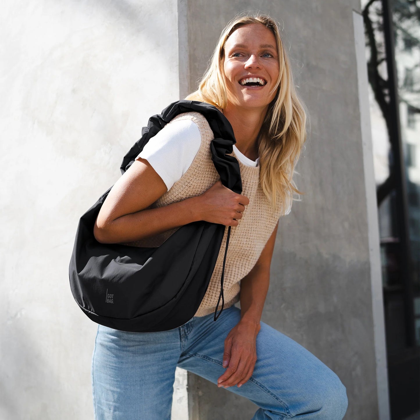 GOT BAG Moon Bag Ruffle monochrome black