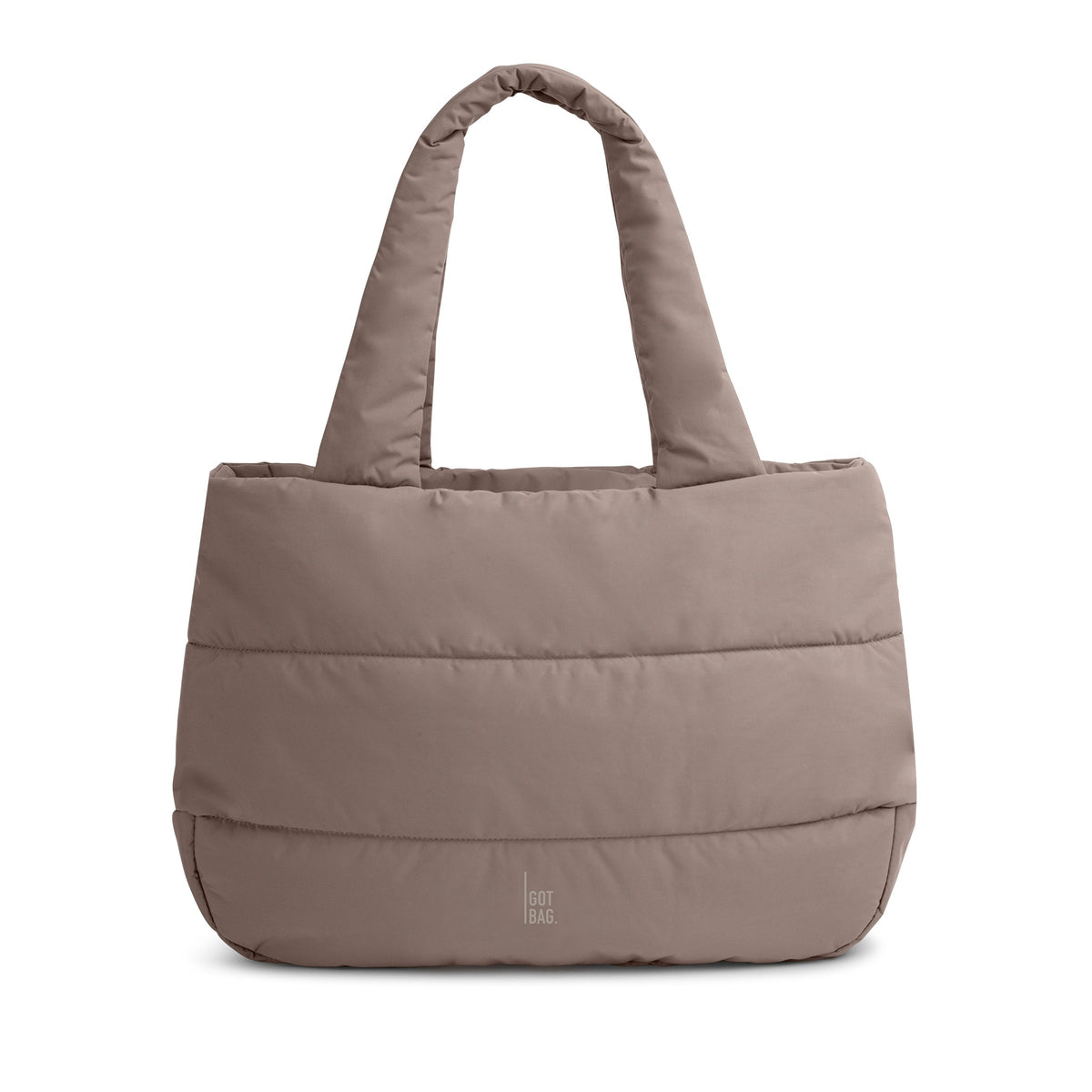 GOT BAG Puffer Horizon Tote Bag monochrome in der Farbe Oyster – minimalistische Schultertasche in abgerundeter Form und integriertem 16" Laptopfach
