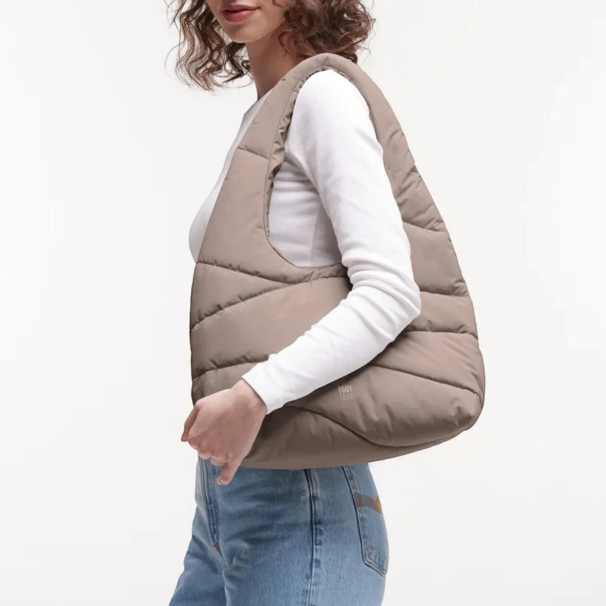 GOT BAG Wavy Puffer Shoulder Bag monochrome oyster
