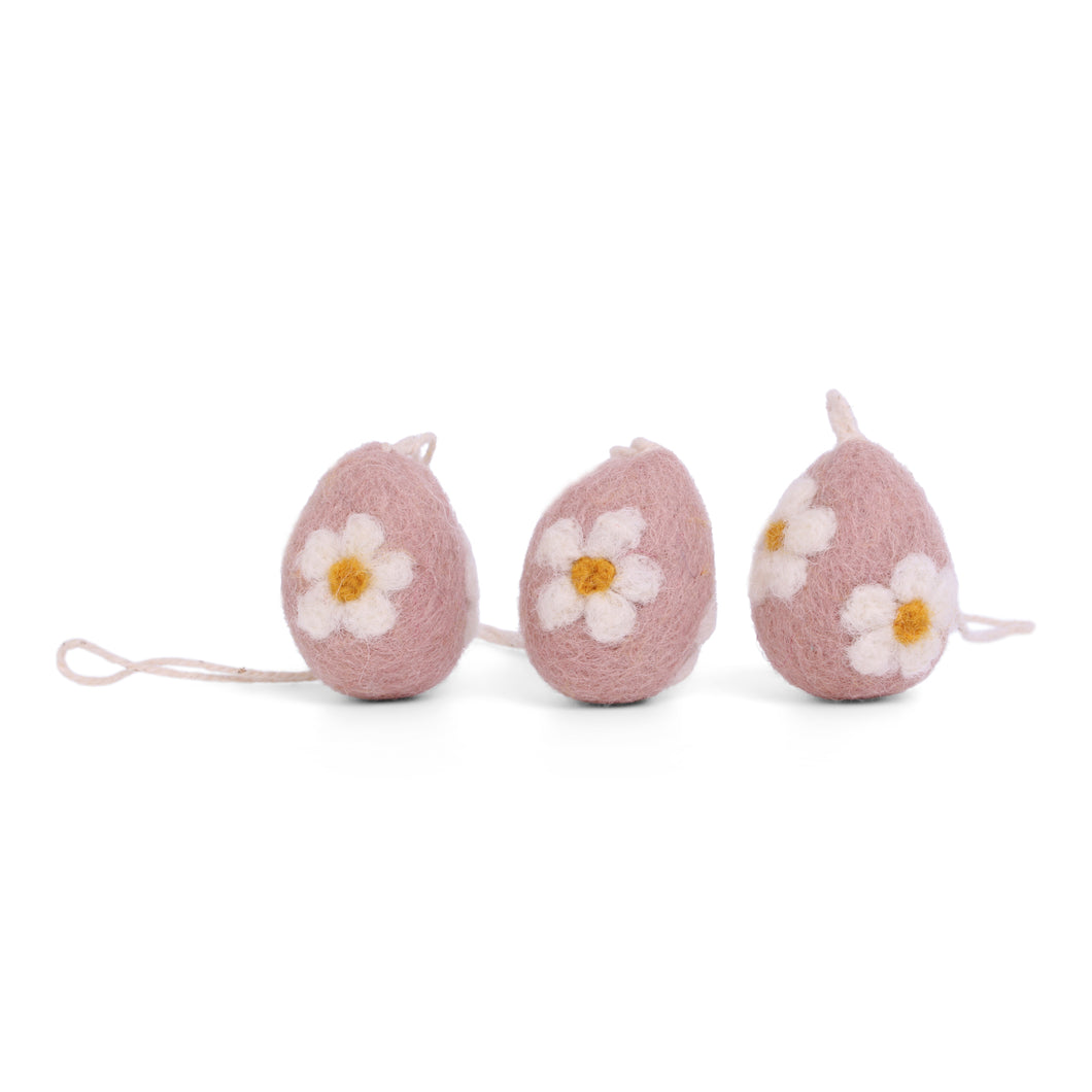 Gry & Sif Eier mit Blumen rosa 3er-Set