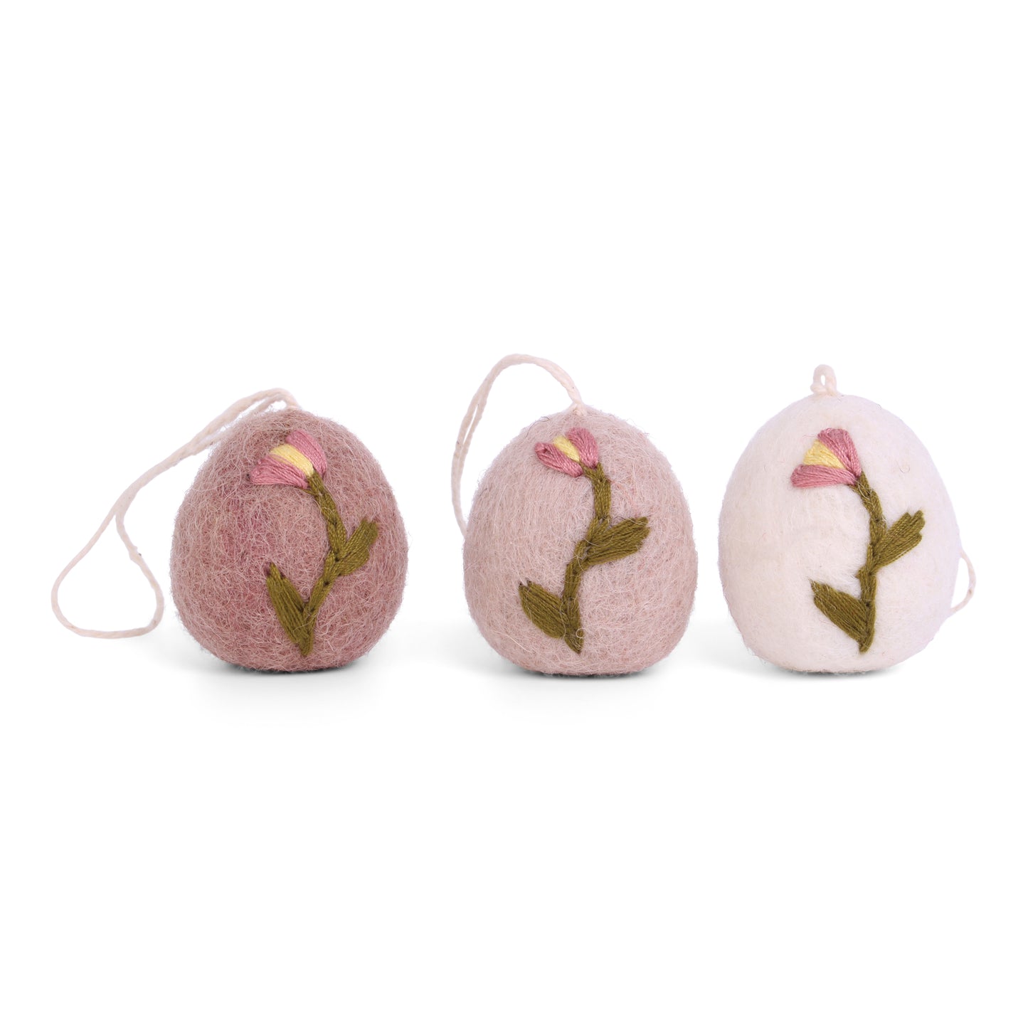 Gry & Sif Eier mit gestickter Tulpe 3er-Set