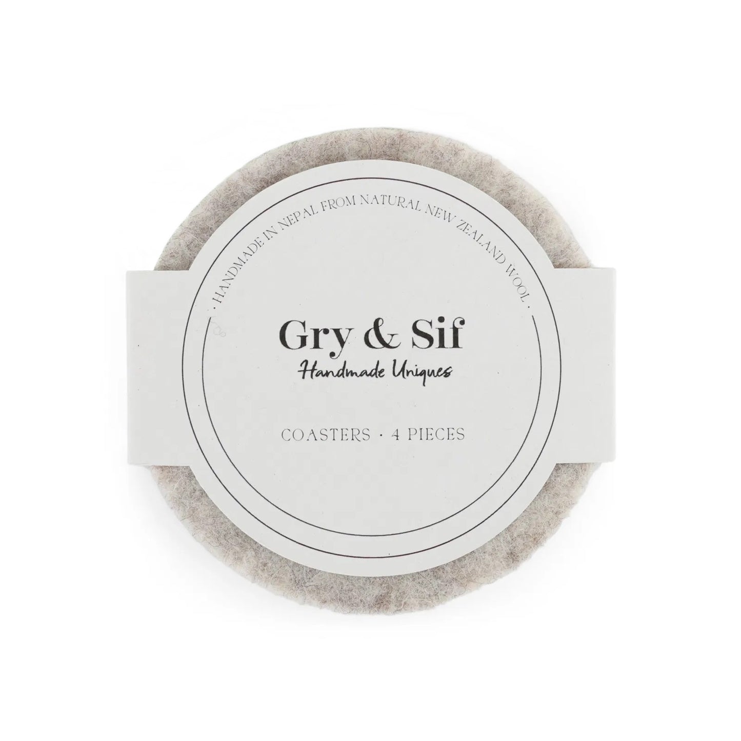 Gry & Sif Filzuntersetzer rund Hellgrau 4er-Set