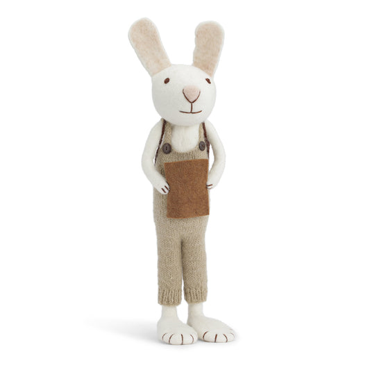 Gry & Sif Hase weiß extragroß mit grüner Hose und Buch