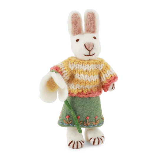 Gry & Sif Hase weiß mit Schneeglöckchen