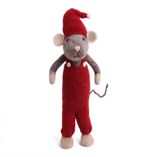 Gry & Sif Jungenmaus grau extragroß mit roter Hose