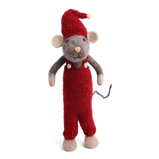 Gry & Sif Jungenmaus grau groß mit roter Hose