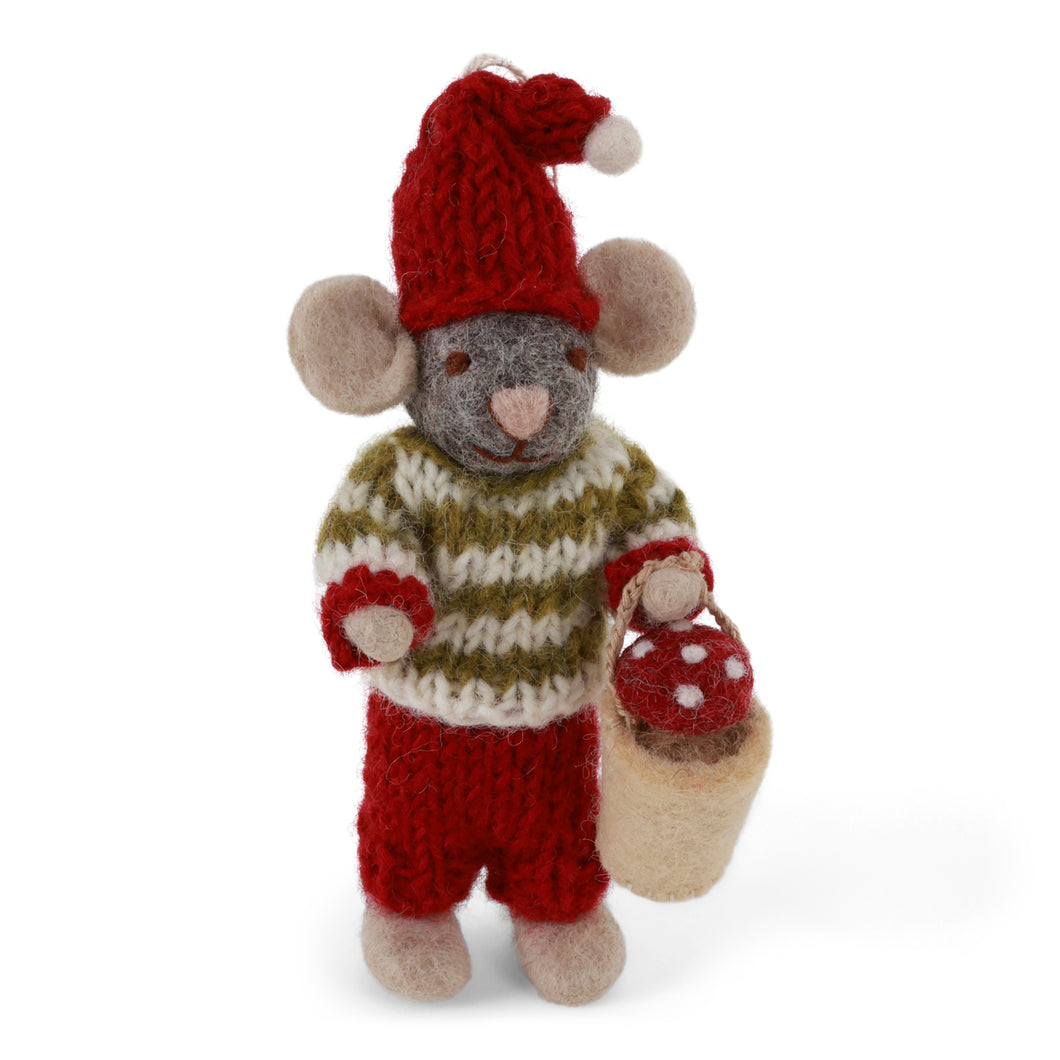Gry & Sif Maus grau mit Hose und Korb