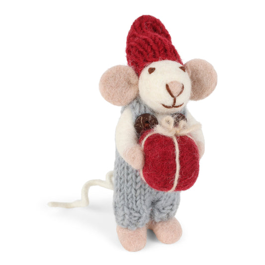 Gry & Sif Maus mit hellblauer Hose und Geschenk
