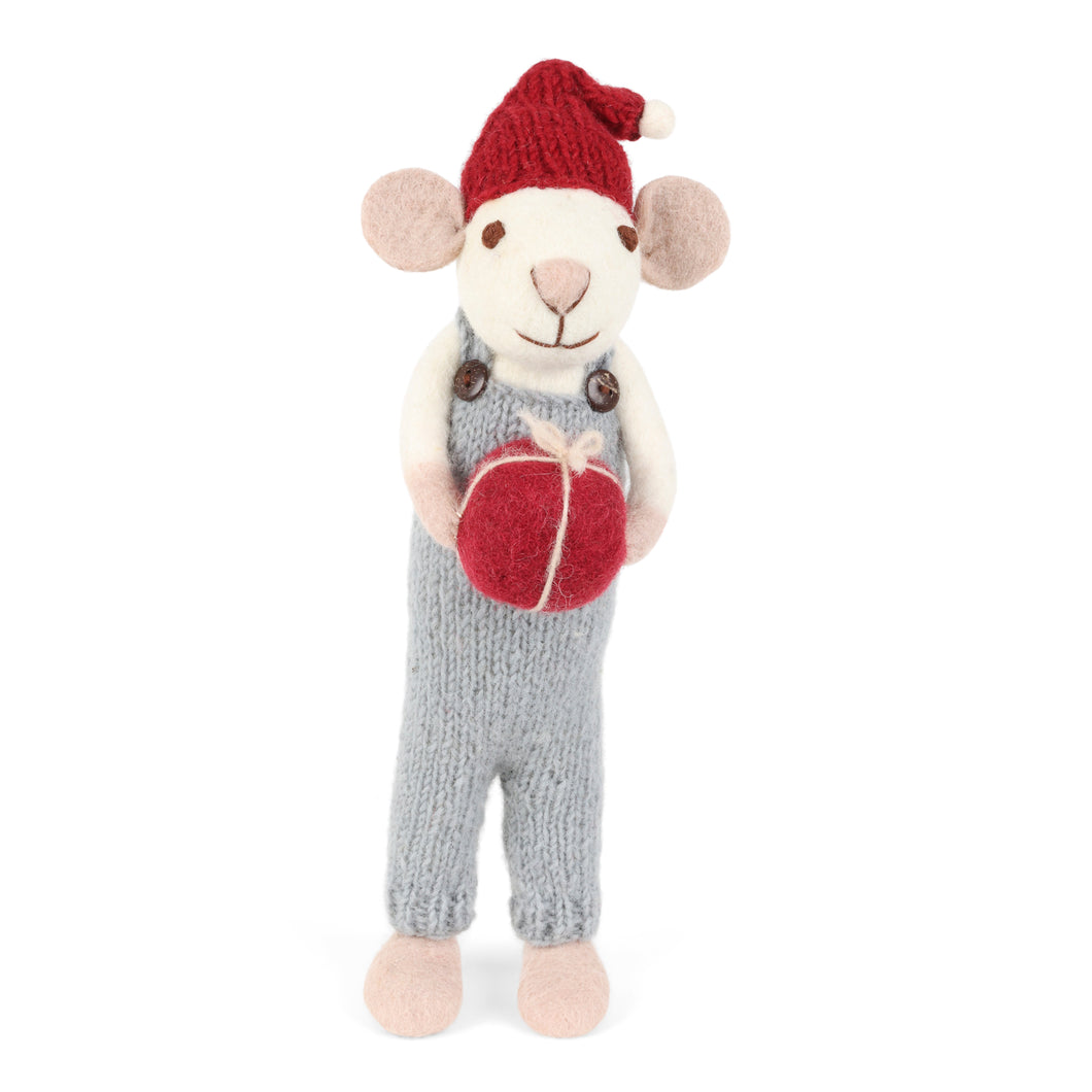 Gry & Sif Maus groß mit hellblauer Hose und Geschenk