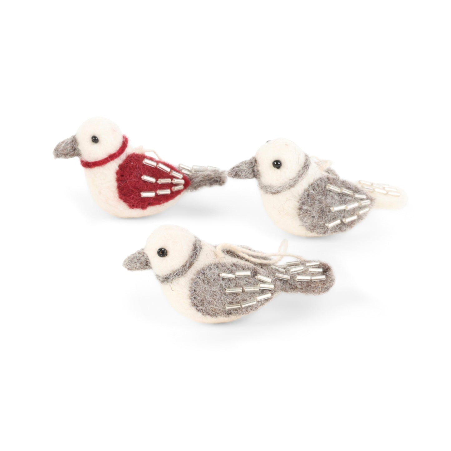Gry & Sif Mini-Weihnachtsvögel mit Perlen 3er-Set