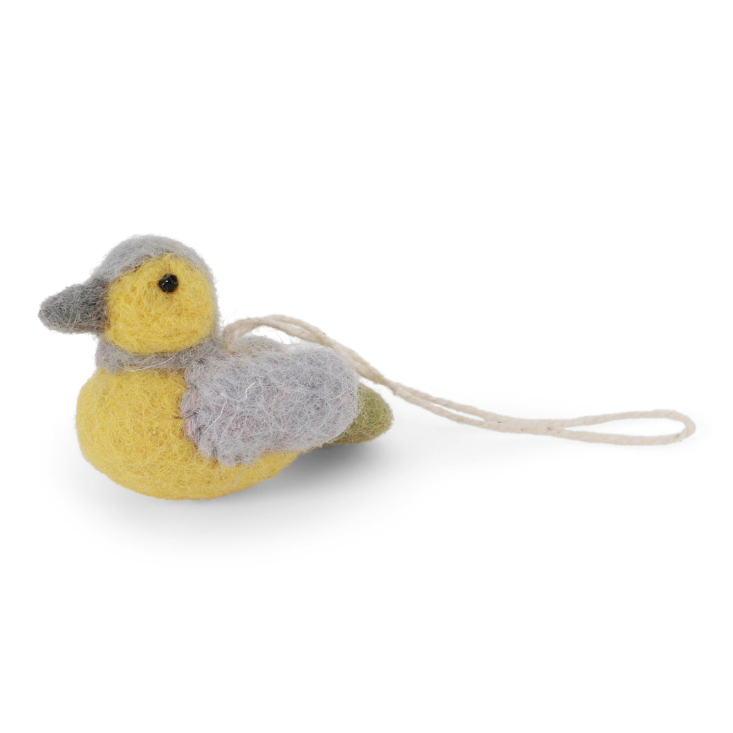 Gry & Sif Filz Vogel Mini Spatz hellblau/gelb