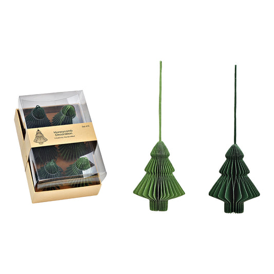 Honeycomb Decoration Dekohänger Tannenbaum grün 6er-Set