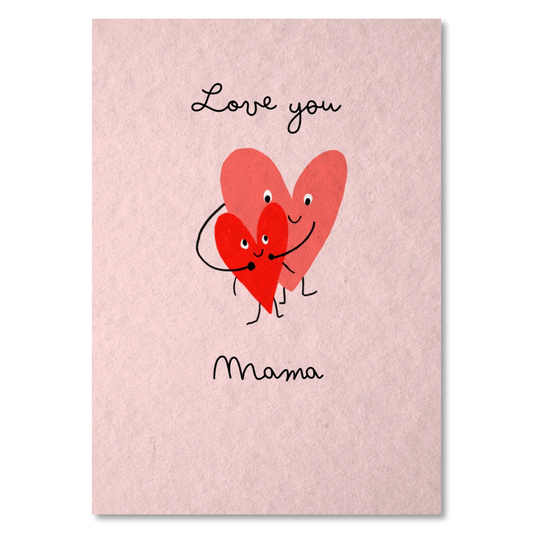 KEITCARDS Grußkarte Love you Mama aus Holzschliffpappe von Nina van Bergen.