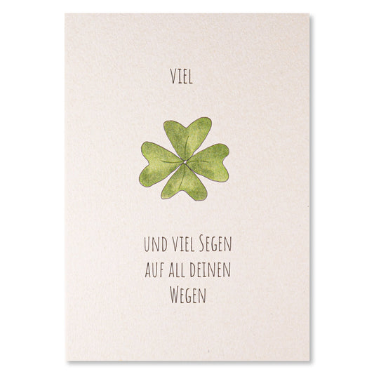 KEITCARDS Grußkarte Glück und Segen Kleeblatt