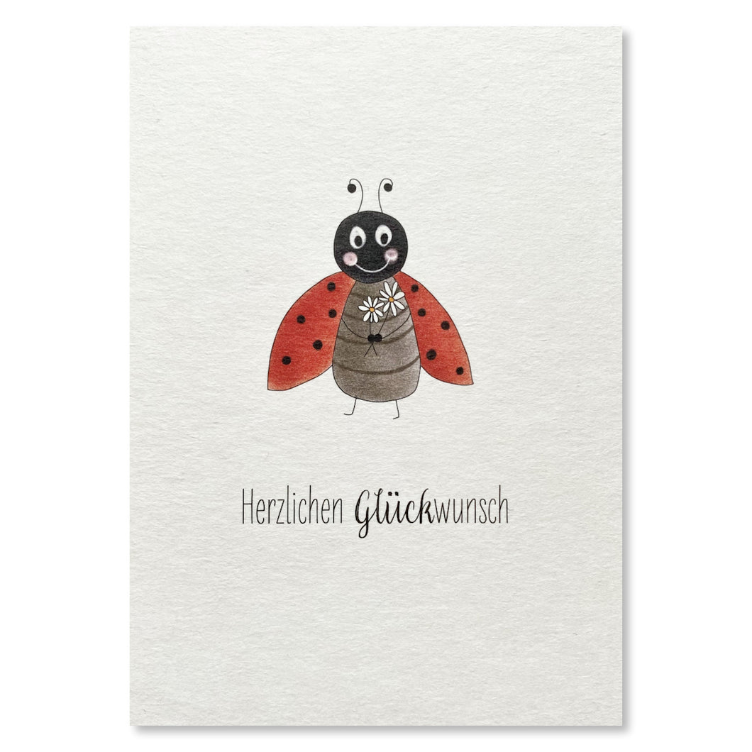 KEITCARDS Grußkarte Marienkäfer mit Gänseblümchen