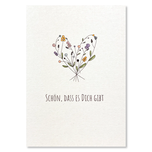 KEITCARDS Grußkarte Schön, dass es dich gibt Blumenherz