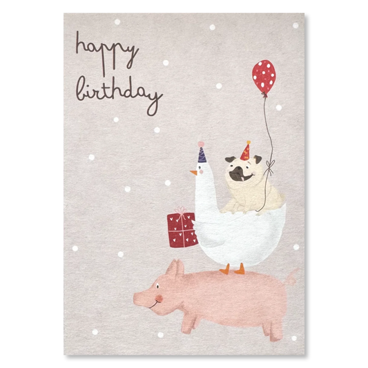 KEITCARDS Grußkarte Schwein Gans Mops