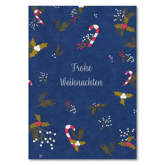 KEITCARDS Grußkarte Frohe Weihnachten blau