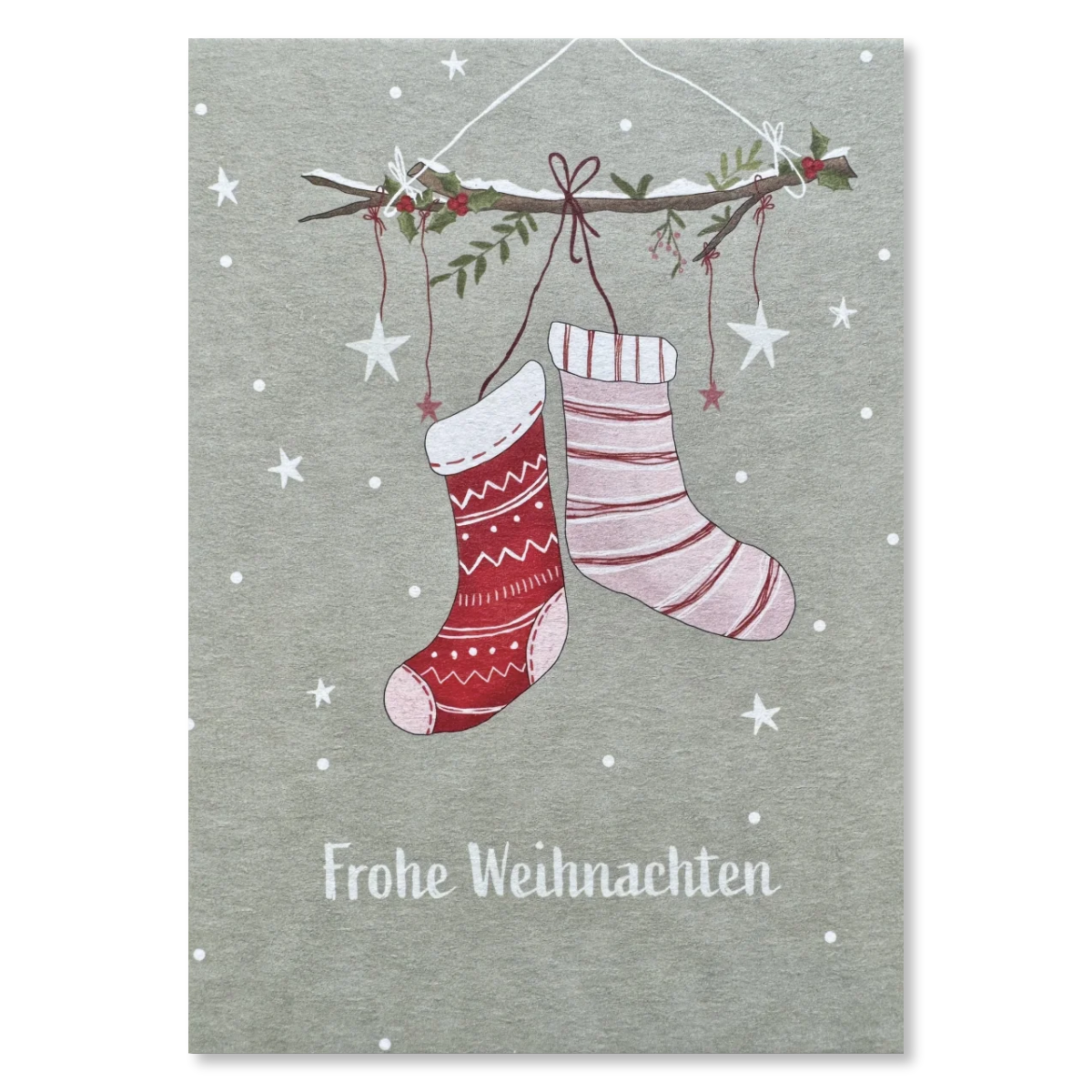 KEITCARDS Grußkarte Weihnachtssocken und Sterne