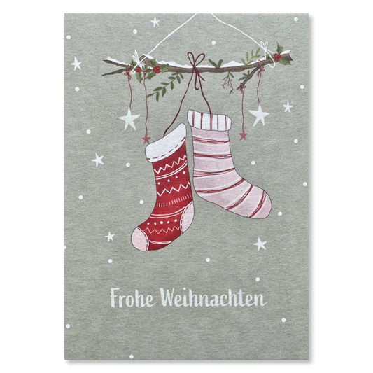 KEITCARDS Grußkarte Weihnachtssocken und Sterne
