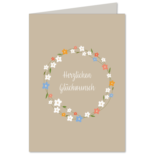 KEITCARDS Klappkarte bunter Blumenkranz