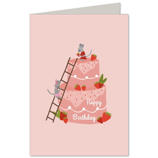 KEITCARDS Klappkarte Erdbeertorte Mäuse