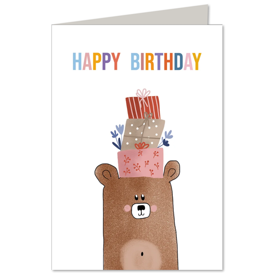 KEITCARDS Klappkarte großer Bär mit Geschenken