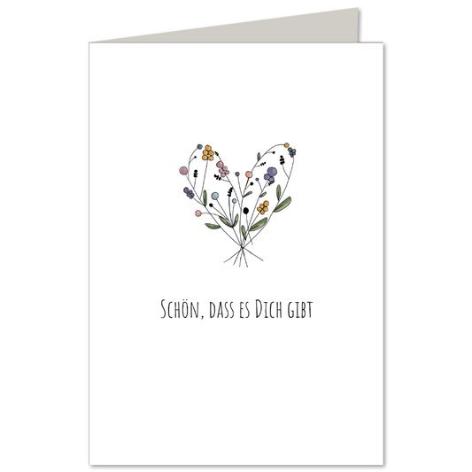 KEITCARDS Klappkarte Schön, dass es Dich gibt Blumenherz