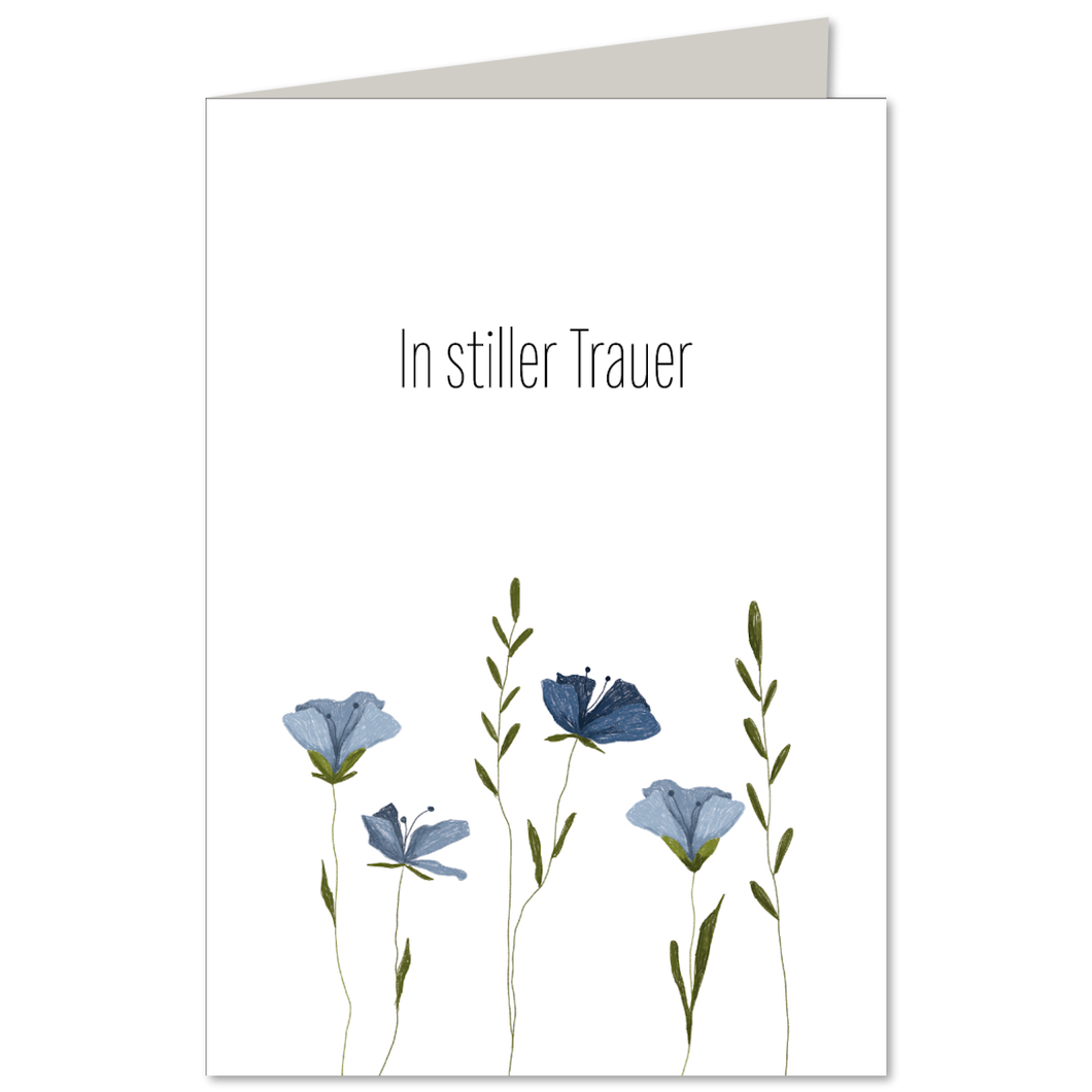 KEITCARDS Klappkarte In stiller Trauer blaue Blumen
