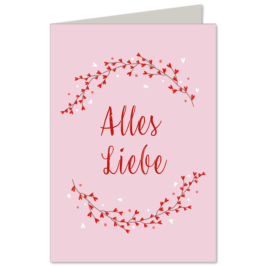 Illustrierte KEITCARDS Geburtstagskarte Aquarell Alles Liebe von Nina van Bergen inklusive passendem C6 Briefumschlag