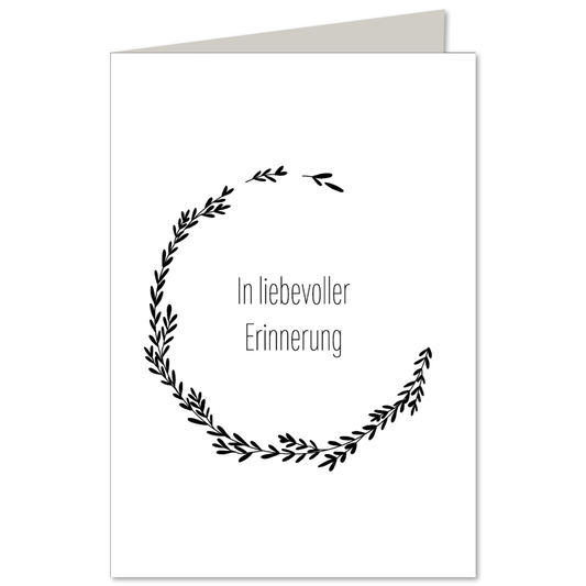 Illustrierte KEITCARDS Klappkarte In liebevoller Erinnerung, Design von Nina van Bergen, inklusive passendem C6 Briefumschlag