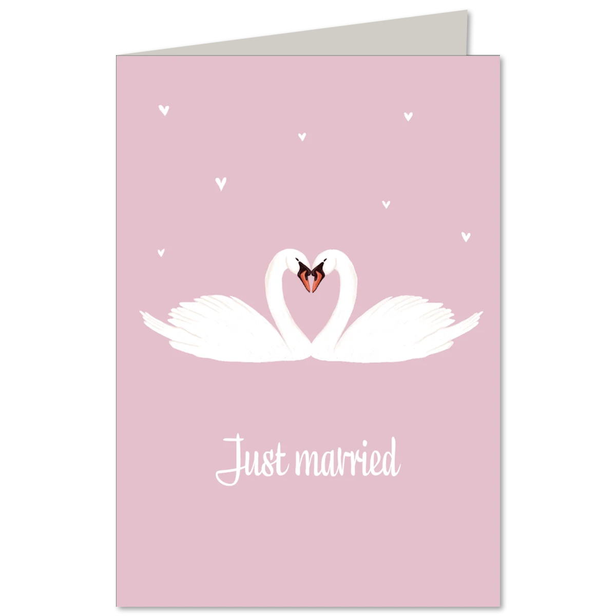 Illustrierte KEITCARDS Klappkarte Just married Schwäne zur Hochzeit von Nina van Bergen inklusive passendem C6 Briefumschlag