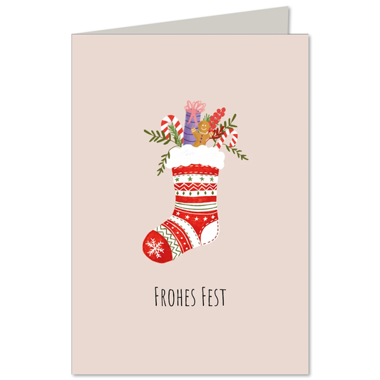KEITCARDS Klappkarte Weihnachtssocke Frohes Fest