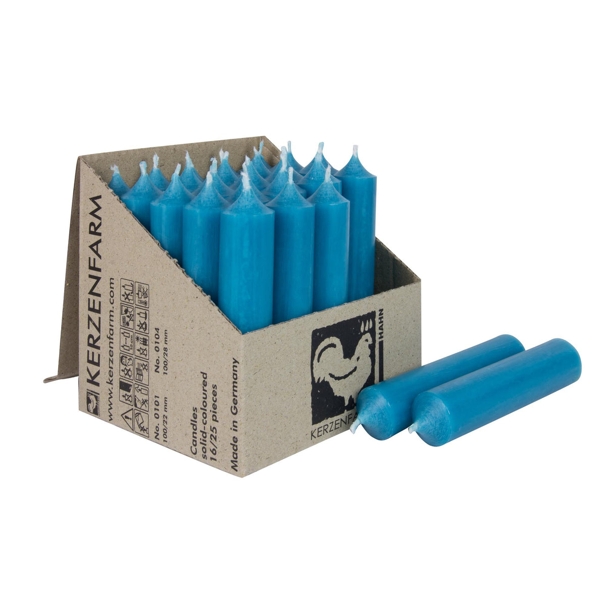 Kerzenfarm Hahn Stabkerze türkis 100×22 mm – Trendreich