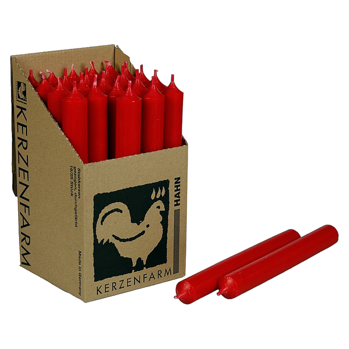Kerzenfarm Hahn Stabkerze weihnachtsrot 180×22 mm