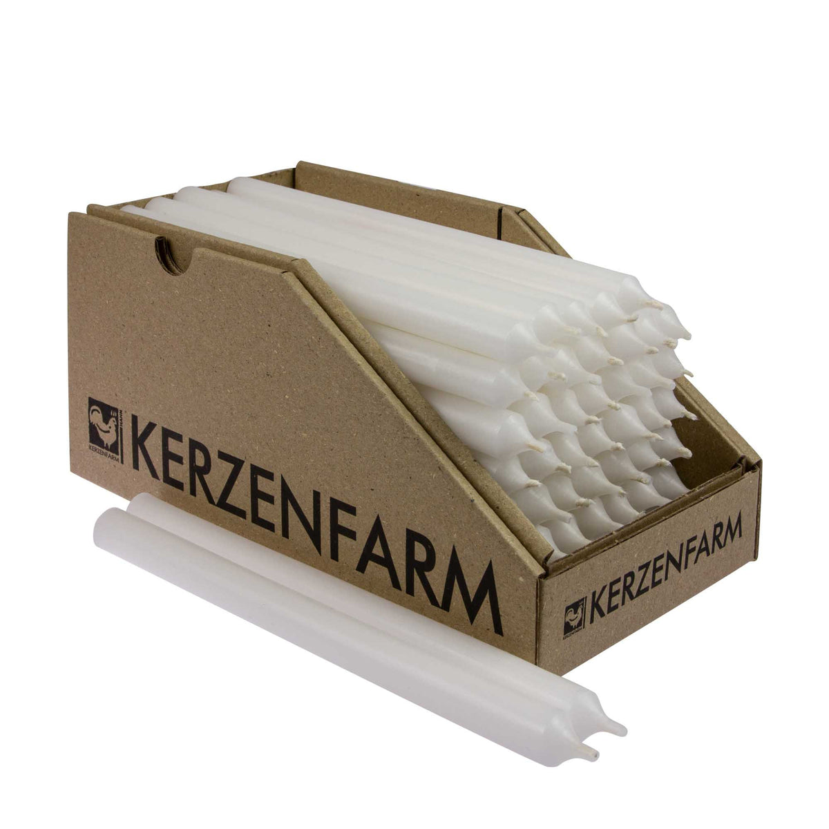 Kerzenfarm Hahn Stabkerze weiß 180×13 mm