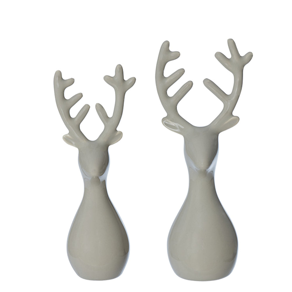 Lübech Living Dekofigur Rentier Keramik 2er-Set beige