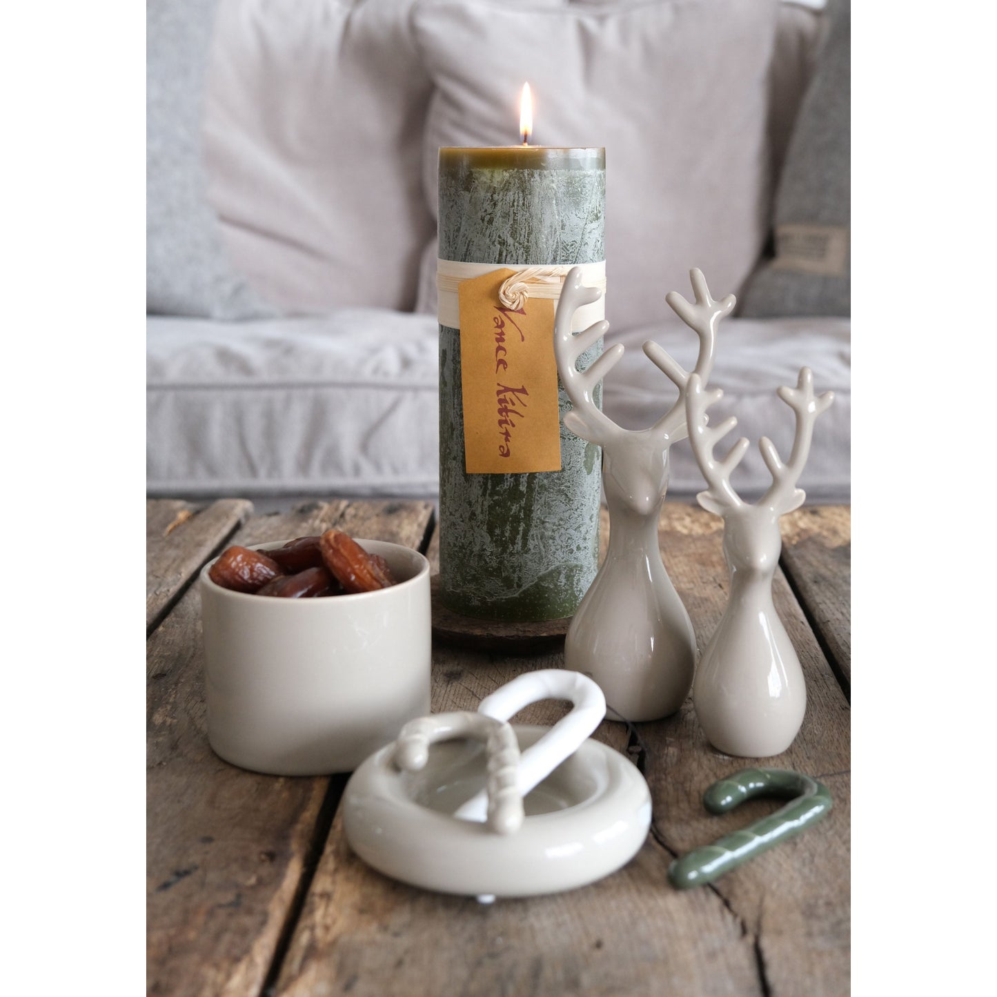 Lübech Living Dekofigur Rentier Keramik 2er-Set beige