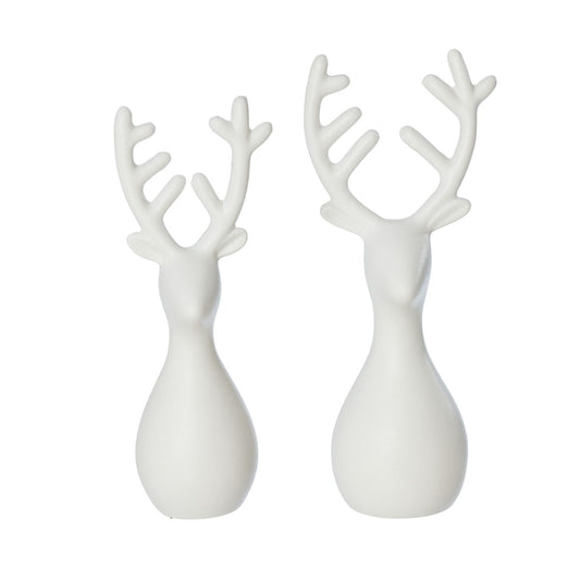 Lübech Living Dekofigur Rentier Keramik 2er-Set weiß