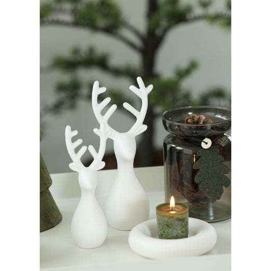 Lübech Living Dekofigur Rentier Keramik 2er-Set weiß