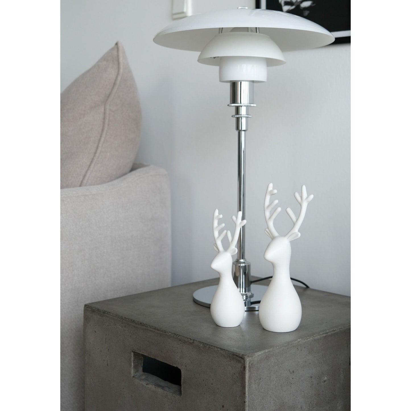 Lübech Living Dekofigur Rentier Keramik 2er-Set weiß