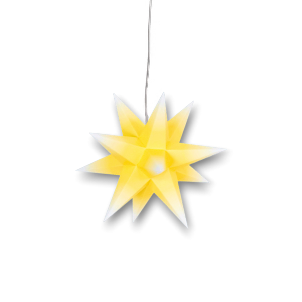 Marienberger Adventsstern 17 cm gelber Kern mit weißer Spitze mit Beleuchtung