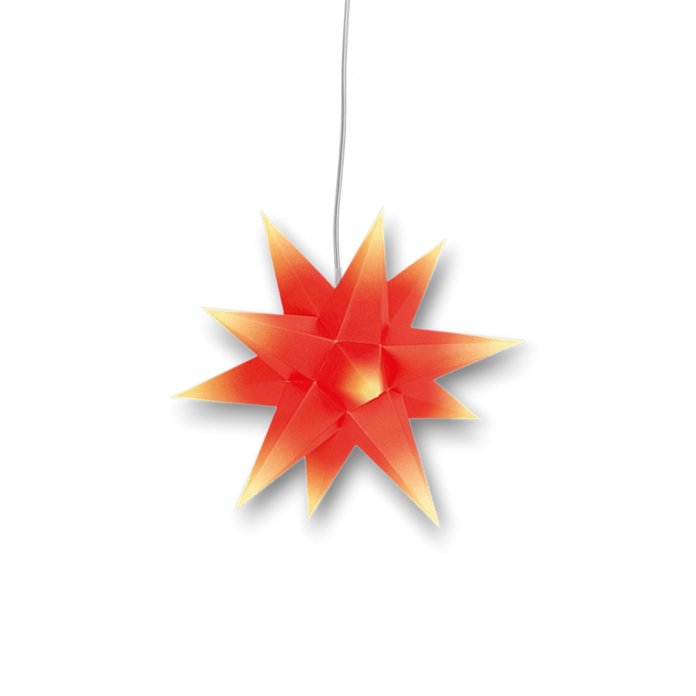 Marienberger Adventsstern 17 cm roter Kern mit gelber Spitze mit Beleuchtung