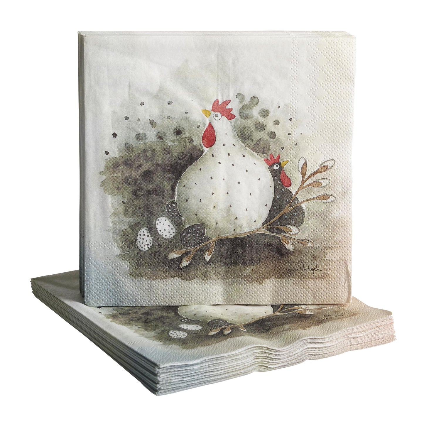 Nääsgränsgården Huhn mit Eier Lunch-Servietten 33x33 cm