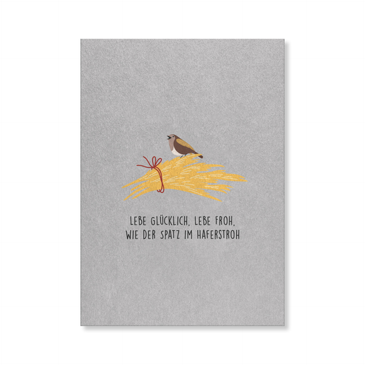 Naturbedacht Postkarte Geburtstag Spatz im Haferstroh Nr. 79