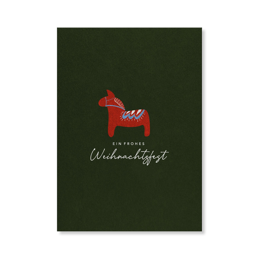 Naturbedacht Postkarte Weihnachten Rotes Dalapferd Nr. 14