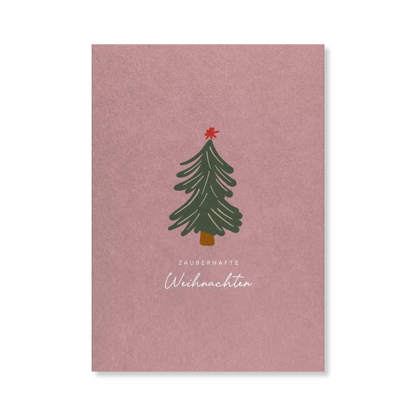 Naturbedacht Postkarte Weihnachten Tannenbaum auf rosa Hintergrund Nr. 1