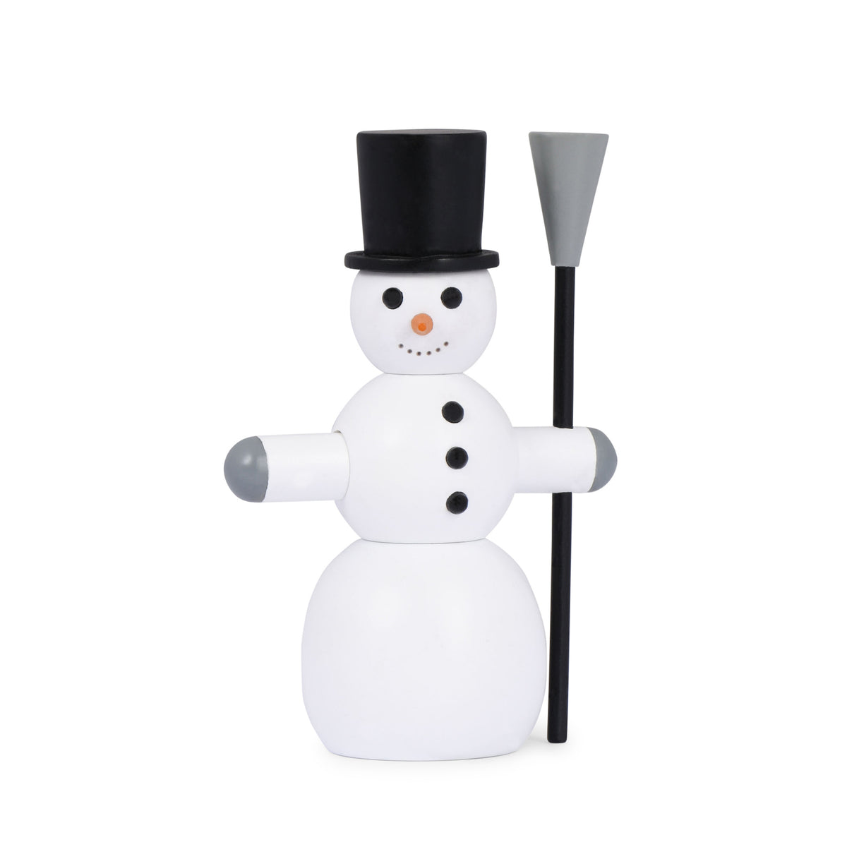 Novoform Design Dekofigur The Snowman small aus Holz in Weiß mit Besen für deine Weihnachtsdekoration.